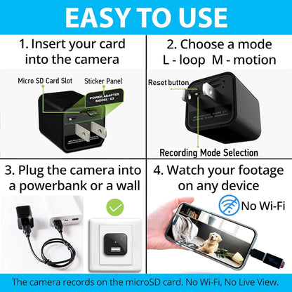 Chargeur avec Caméra Espion Cachée